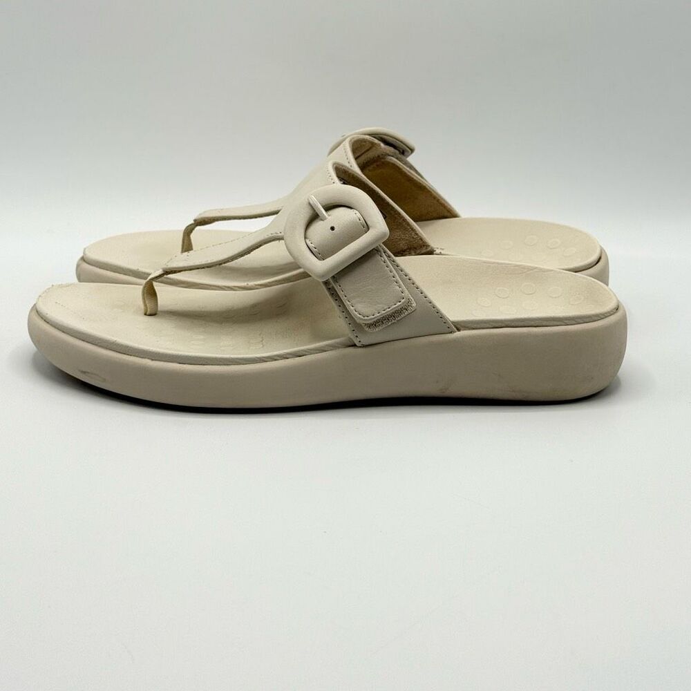 Vionic Activate RX Leather Flip Flop Sandals in Cream Off White - Women’s US 7W - Picture 5 of 10